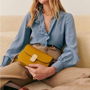 Sezane Chlo blouse vintage blue silk